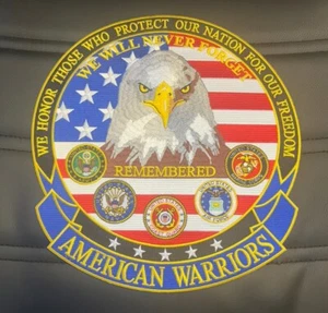 AMERICAN WARRIORS HONOR THEM 12X11 INCH IRON ON BIKER PATCH - Picture 1 of 1