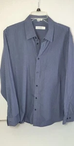 Camicia Calvin Klein a righe con bottoni maniche lunghe grigia taglia L - Foto 1 di 5