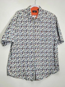 Vintage Hawaiian Stamps Camp Shirt Trader Bay Hong Kong X-Large XL Men - Picture 1 of 8