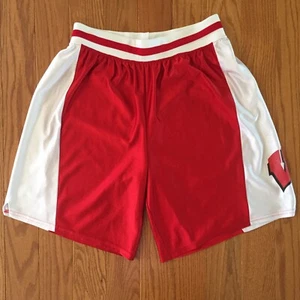Vtg 90s Wisconsin Badgers Basketball Shorts Sz Large Red Athletic  - Picture 1 of 4