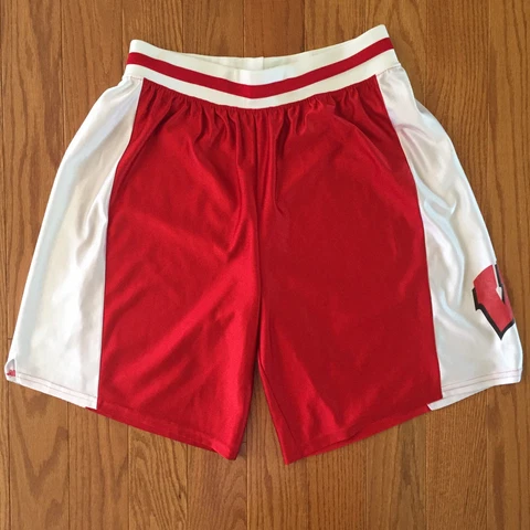 Vtg 90s Wisconsin Badgers Basketball Shorts Sz Large Red Athletic Cover