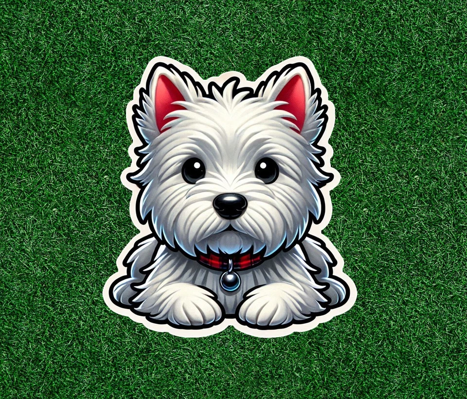 Cute Westie West Highland White Terrier dog waterproof vinyl sticker- many sizes - Image 1 of 1