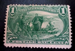 Scott # 285 Dark Yellow Green 1centTrans Mississippi Issue - Mint OG LH - Picture 1 of 1