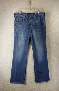 Rock & Republic Rider Straight Leg Jeans Mens 36x32 Blue Denim Button Flap - Picture 1 of 14