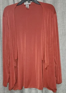 Carolyn Strauss Women’s Large Open Front Cardigan Drape Jacket Rust Burnt Orange - Picture 1 of 11