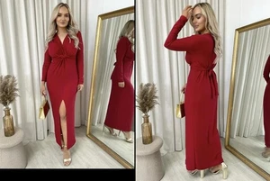 iKrush Twist Frontschlitz Maxikleid figurbetont Wickel Maxilänge V-Ausschnitt lang - Bild 1 von 6