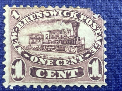 Canada / NEW BRUNSWICK Stamps — 1860-63, Locomotive #6 MH, Missing Corner - Image 1 of 2