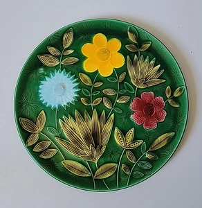 Vintage Sarreguemines Frankreich Wildblumen Floral Keramik Runde Flache Platte 13" - Bild 1 von 9