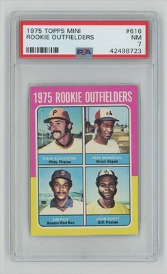 1975 Topps Rookie Outfielders - Dave Augustine/Pepe Mangual/Jim Rice/John Scott Foto 1 de 2