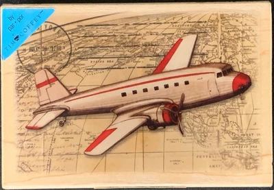 Sello de goma de viaje de mapa de avión Inkadinkado Tim Coffey Foto 1 de 3