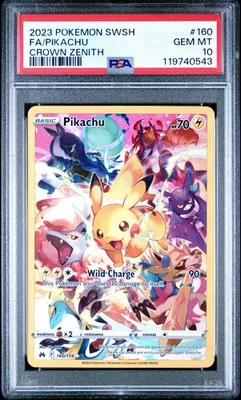 Pokemon SWSH Pikachu Crown Zenith 160/159 Full Art Secret Rare PSA 10 - Image 1 of 2