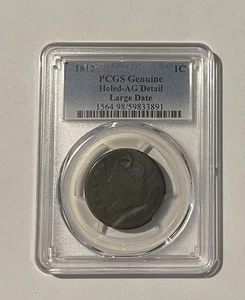 1812 Classic Head Cent Large Date PCGS AG Detail Holed $125 Coin 10% Cash Back ! - Picture 1 of 2