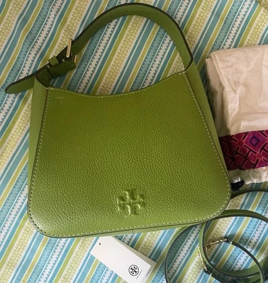 Tory Burch Thea Small Bucket Bag Green Leather Crossbody $358.00 - Image 1 of 4