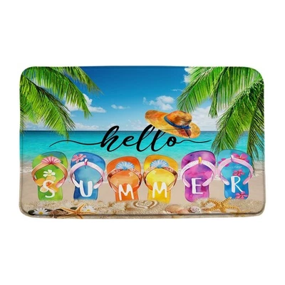 Летний коврик для ванны Ocean Beach разноцветные шлепанцы морская звезда пальмовые листья смешные ха... - Изображение 1 из 4