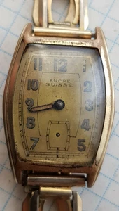 Vintage Old Watch Ancre SUISSE SWISS MILLITARI WATCH Gold Plated Case Spare Pats - Picture 1 of 10