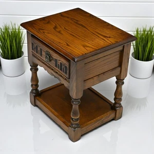 Old Charm Side Table Lamp Table Light Oak Finish With Drawer FREE UK Delivery* - Picture 1 of 18