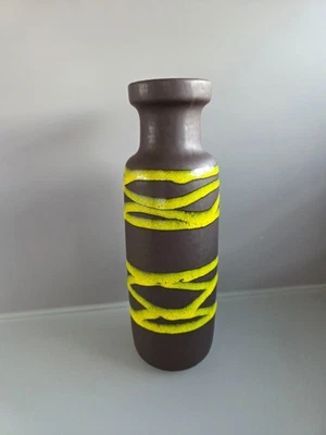 🟡 Vintage Vase Scheurich 200-22 – West Germany – Fat Lava – Braun Gelb 70er 🟤 - Bild 1 von 3
