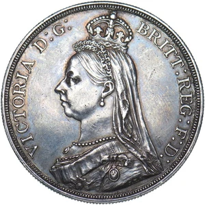 1887 Crown - Victoria British Silver Coin - Very Nice - Picture 1 of 2