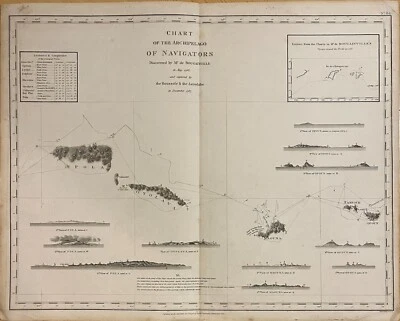 Carta de La Perouse 1798 del archipiélago de los navegantes (islas de Samoa) Foto 1 de 4