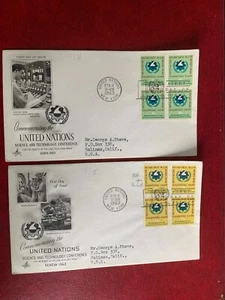 UN NEW YORK 1963 FDC x 2 ARTCRAFT BLOCK OF 4 SCIENCE & TECHNOLOGY POWER PLANT 01 - Picture 1 of 1
