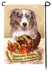 Thanksgiving Garden Flag - Red Merle American Shepherd 005A - Picture 1 of 1