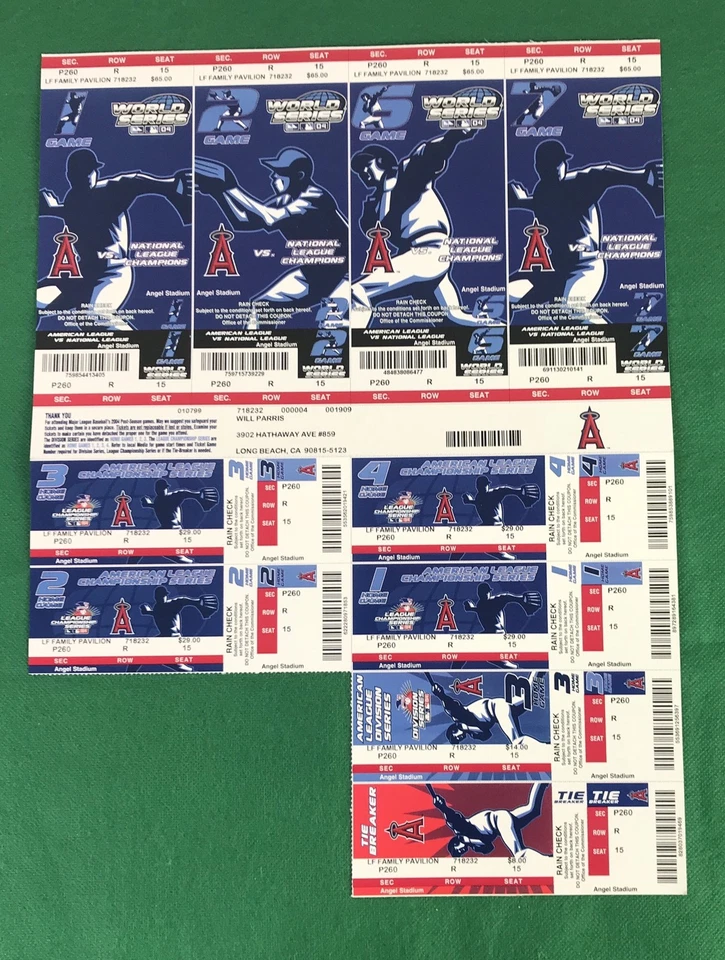 2004 PHANTOM Anaheim Angels AL Championship Ticket Stubs  World Series Red Sox - Image 1 of 4