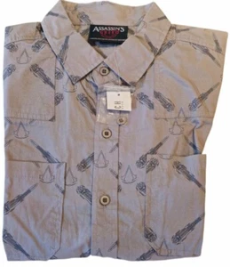 NWT Assassin's Creed Men's 100% Cotton Gray Long Sleeved Button Up Shirt Sz. S - Picture 1 of 1