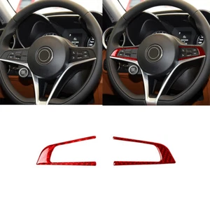 2Pcs For Alfa Romeo Giulia 2017-19 Red Carbon Fiber Steering Wheel Button Trim - Picture 1 of 8