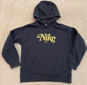 Nike Hoodie Sweatshirt Medium Kids Girls Black Gold - Picture 1 of 4