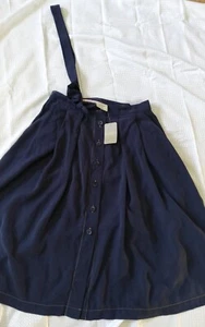 Seen Worn Kept Womens BNWT Anthropologie Skirt Blue Size 14 Midi Pleated Button - Picture 1 of 9