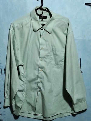 VALERIO GARATI 男式长袖纽扣绿色羽绒正装衬衫 XL 17-17.5 34-35 — 第 1/4 张图片