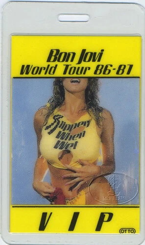 BON JOVI 1986-87 Slippery Tour Laminado Backstage Pass Foto 1 de 1