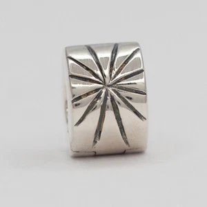 New Authentic Pandora Charm Sunburst Clip Sterling Silver 790210 W Suede Pouch - Picture 1 of 5