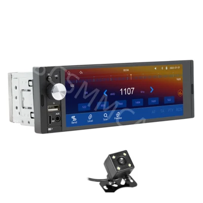 Reproductor de MP5 de radio estéreo para automóvil 1 DIN único de 6,36 pulgadas con cámara para CarPlay Android automático Foto 1 de 4