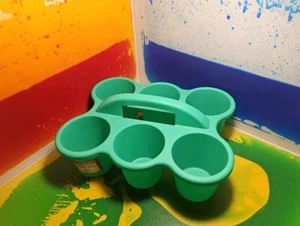Red - Cup Caddy 6 Holes Carrier w/ Handle Portable Drink Holder Teaching Tree - Picture 1 of 4