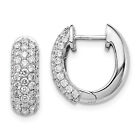 Avariah 14k White Gold Diamond Hinged Hoop Earrings - 15mm