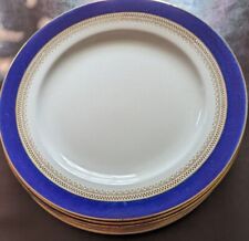 10 RARE Wedgwood Dinner Plates 10" Sapphire Cobalt Gold Antique England Blue