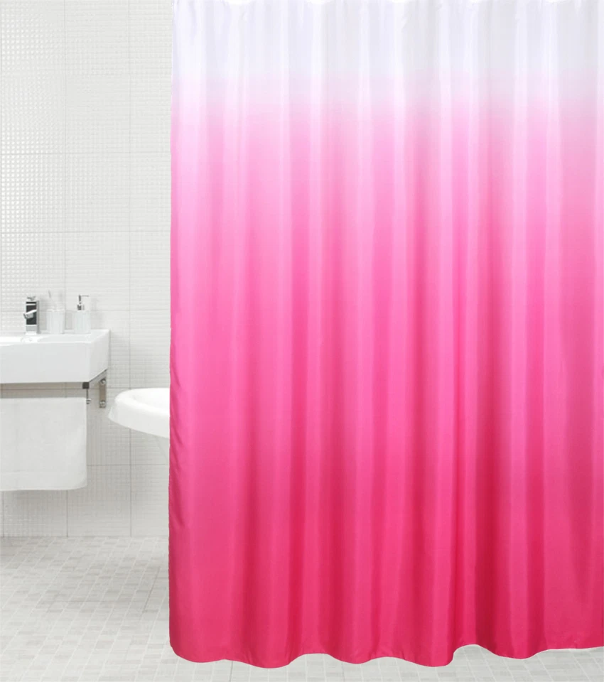DUSCHVORHANG TEXTIL WANNENVORHANG BADEWANNENVORHANG ANTI SCHIMMEL EFFEKT PINK - Bild 1 von 4