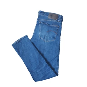 G-STAR RAW 3301 Mens 34 X 34" Blue Wash Denim Stretch Straight Button Fly Jeans - Picture 1 of 15