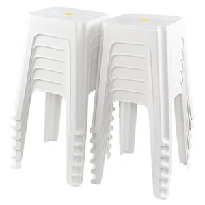 6/12-Pack 18.7 Inch Height Home Plastic Seat Stool Square Stackable Chair, White - Picture 1 of 15