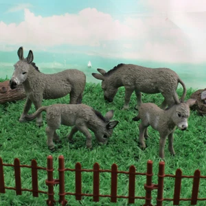 Simulation animal donkey model gray donkey Figure Collector Ornament Kids Toy4pc - Picture 1 of 8