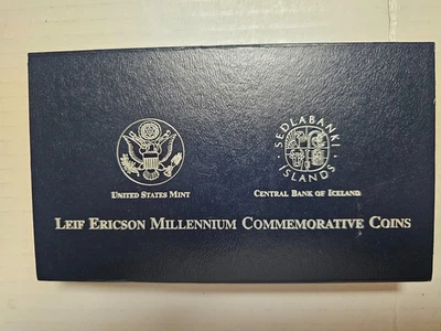 2000 US Mint Leif Ericson Millenium Silver  2- Coin Set W/OGP and COA - Image 1 of 4