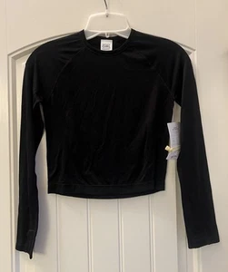 Athleta Girl Size M 8-10 Black Power Up Sport Length Long Sleeve Top NWT - Picture 1 of 5