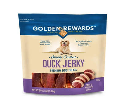 Duck Flavor Premium Dry Jerky Treats for All Dogs, Only 3 ingredients, 64 oz