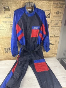 M Vintage Motocicleta Impermeable Azul Rojo Motociclista Mono Traje de Lluvia Festival Rave - Imagen 1 de 7
