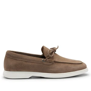 Men's Hugo Boss Sienne Moccasin Shoes in Cream - Picture 1 of 6