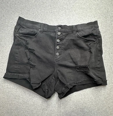 Pantalones Cortos Mudd Para Mujer 17 Negros Denim Flex Elastizados Envejecidos Normcore Y2K Damas Foto 1 de 4