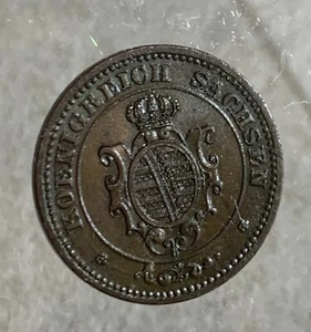 1869-B Saxony 2 Pfennige coin, UNC - Picture 1 of 2
