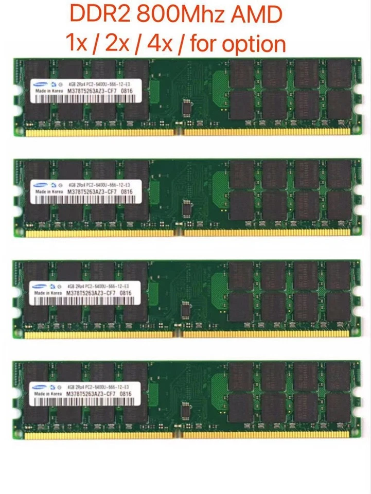 Samsung 16GB (4X 4GB) DDR2 800Mhz PC2-6400 AMD DIMM Non-ECC Desktop Memory Ram - Image 1 of 4