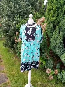 M&S Collection Turquoise Floral Midi Dress size 14 16 - Picture 1 of 7